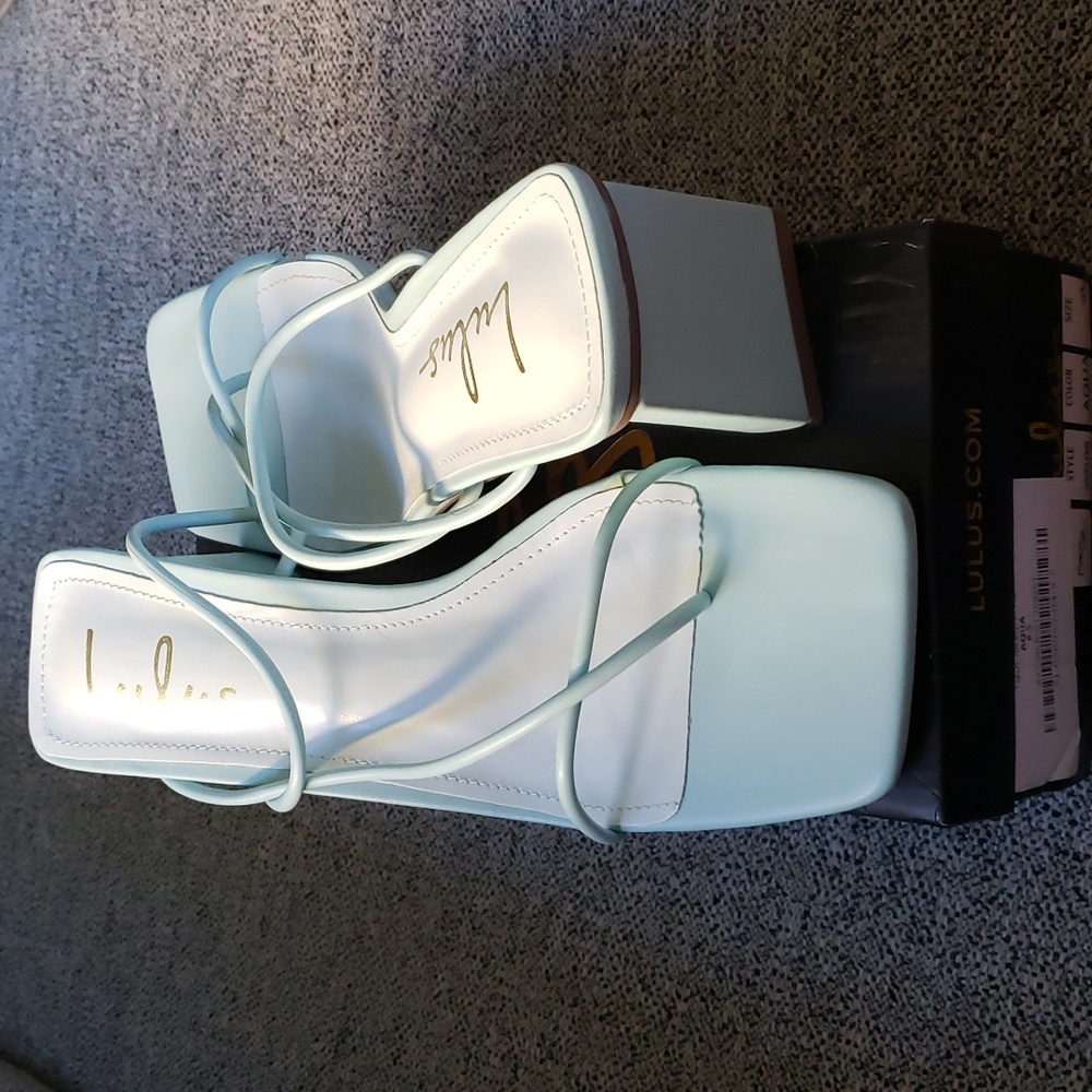 Lulu's Aqua Blue Block Heeled Sandals